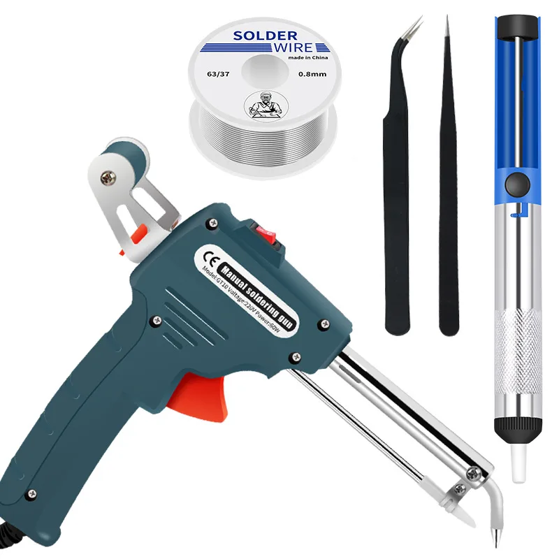 Handheld Auto-Feed Soldering Gun, 20-50 g, Rubber-Handle Soldering Iron