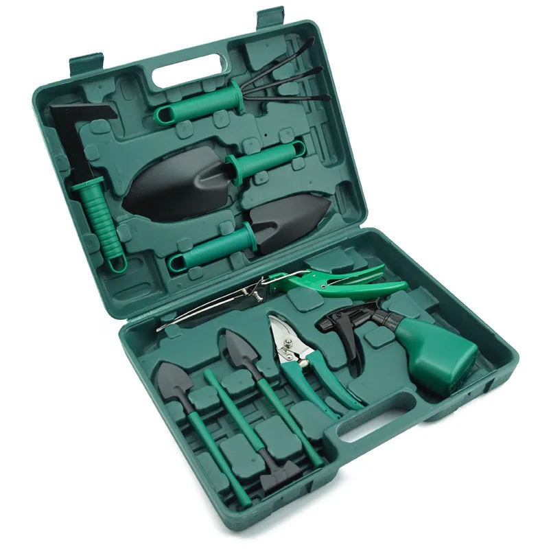 A New Ten-piece Set of Garden Tools in Stock, Including Various Garden Supplies Such as Shovels, Harrows