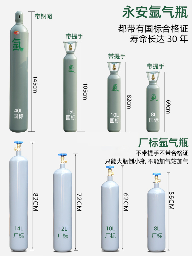 Argon Arc Welding High-pressure Gas Cylinders 8L, 10L, 15L, 40L Nitrogen, Oxygen, 16 Options